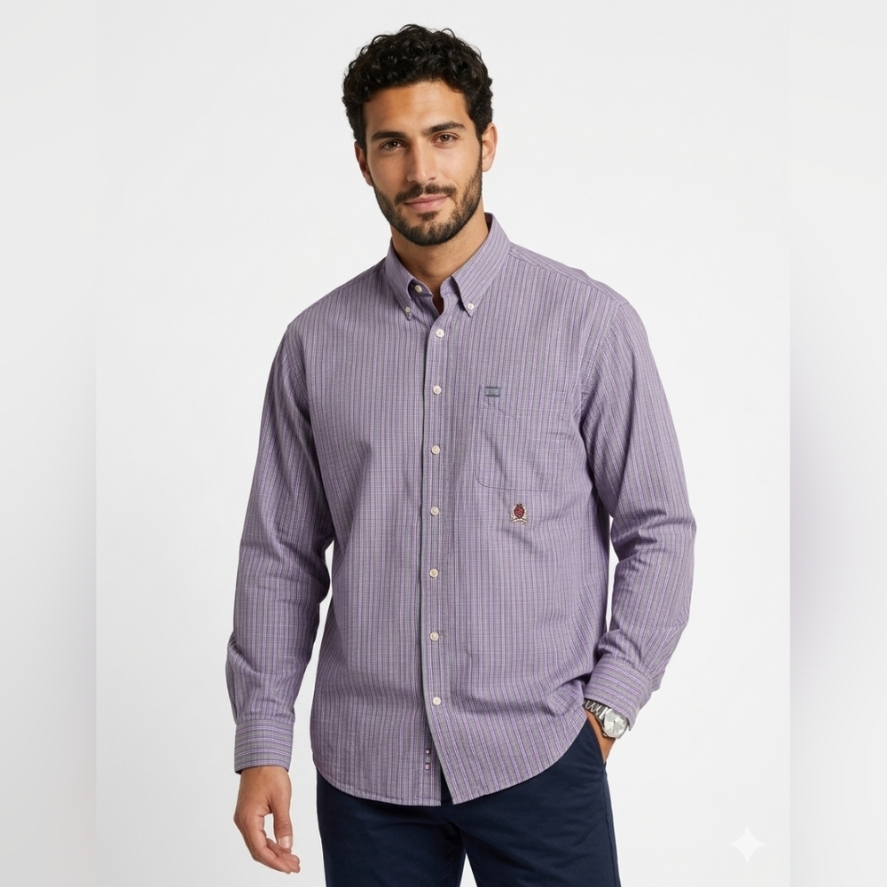 Tommy Hilfiger Purple Striped Button-Down Shirt Size XXL